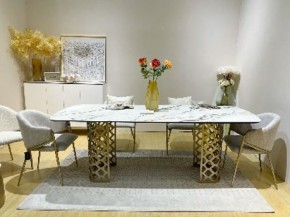 Стол CHIAVARI 220 KL-188 Контрастный мрамор матовый, итальянская керамика / Шампань, ®DISAUR в Ревде - revda.mebel24.online | фото 2