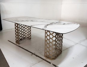 Стол CHIAVARI 220 KL-188 Контрастный мрамор матовый, итальянская керамика / Шампань, ®DISAUR в Ревде - revda.mebel24.online | фото 6