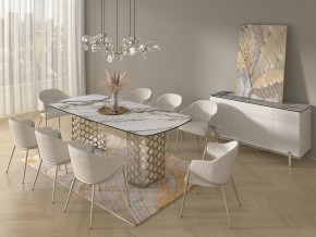 Стол CHIAVARI 220 KL-188 Контрастный мрамор матовый, итальянская керамика / Шампань, ®DISAUR в Ревде - revda.mebel24.online | фото 9