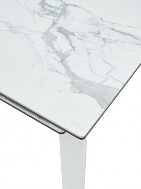 Стол CORNER 120 HIGH GLOSS STATUARIO керамика, стекло/ белый каркас, ®DISAUR в Ревде - revda.mebel24.online | фото 2