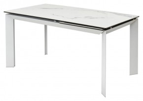 Стол CREMONA 140 HIGH GLOSS STATUARIO Белый мрамор глянцевый, керамика/ белый каркас, ®DISAUR в Ревде - revda.mebel24.online | фото 1