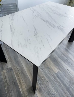 Стол CREMONA 140 KL-99 Белый мрамор матовый, итальянская керамика / черный каркас, ®DISAUR в Ревде - revda.mebel24.online | фото 3