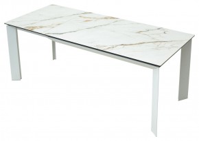 Стол CREMONA 180 KL-188 Контрастный мрамор матовый, итальянская керамика/ белый каркас, ®DISAUR в Ревде - revda.mebel24.online | фото 9