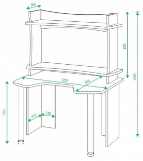 Стол компьютерный Домино Lite СКЛ-Игр120+НКИЛ120ВЛ в Ревде - revda.mebel24.online | фото 2