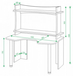 Стол компьютерный Домино Lite СКЛ-Игр140+НКИЛ140ВЛ в Ревде - revda.mebel24.online | фото 2