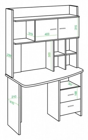 Стол компьютерный Домино Lite СКЛ-Крл120+НКЛХ-120 К ЛЕВ в Ревде - revda.mebel24.online | фото 2