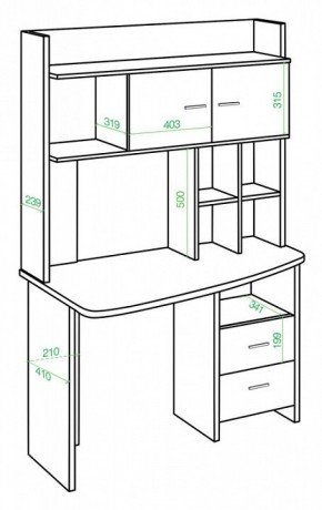 Стол компьютерный Домино Lite СКЛ-Крл120+НКЛХ-120 КШ ПРАВ в Ревде - revda.mebel24.online | фото 2