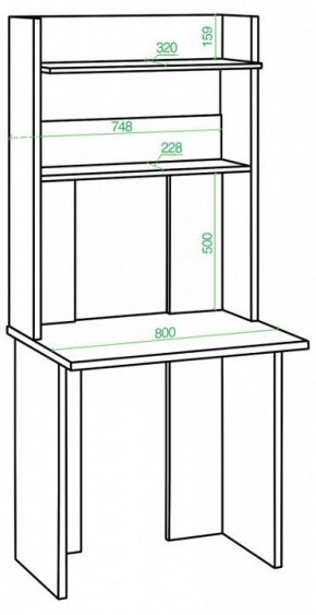 Стол компьютерный Домино Lite СКЛ-Прям80Р+НКЛХ в Ревде - revda.mebel24.online | фото 2