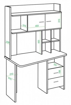 Стол компьютерный Домино Lite СКЛ-Трап120+НКЛХ-120 в Ревде - revda.mebel24.online | фото 2