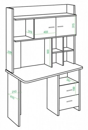 Стол компьютерный Домино Lite СКЛ-Трап120+НКЛХ-120 ШК ПРАВ в Ревде - revda.mebel24.online | фото 2