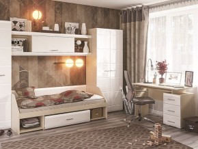 Стол компьютерный Симба Дуб белфорт-Белый глянец в Ревде - revda.mebel24.online | фото 3