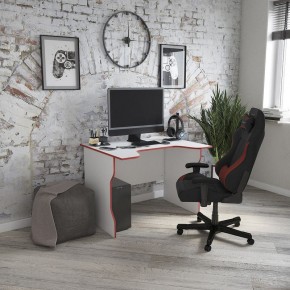 Стол компьютерный ВАРДИГ K2 100x82, белый/красный в Ревде - revda.mebel24.online | фото 4