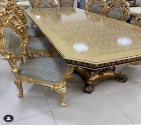 Стол прямоугольный раскладной Изабелла GOLD (столешница под мрамор) 2400(2800)*1100 в Ревде - revda.mebel24.online | фото