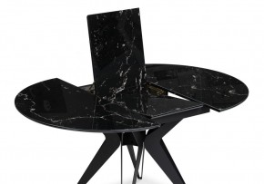 Стол стеклянный Рикла 110(150)х110х76 черный мрамор / черный в Ревде - revda.mebel24.online | фото 4