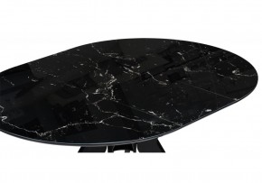 Стол стеклянный Рикла 110(150)х110х76 черный мрамор / черный в Ревде - revda.mebel24.online | фото 5