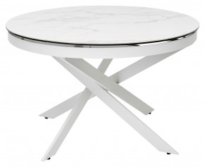 Стол TRENTO 120 HIGH GLOSS STATUARIO Белый мрамор глянцевый, керамика/ белый каркас, ®DISAUR в Ревде - revda.mebel24.online | фото 2