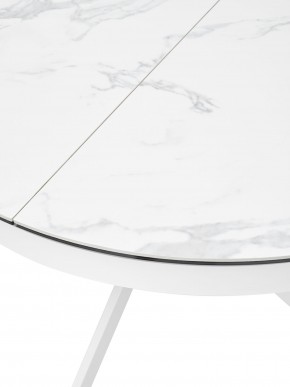 Стол TRENTO 120 HIGH GLOSS STATUARIO Белый мрамор глянцевый, керамика/ белый каркас, ®DISAUR в Ревде - revda.mebel24.online | фото 4