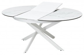 Стол TRENTO 120 HIGH GLOSS STATUARIO Белый мрамор глянцевый, керамика/ белый каркас, ®DISAUR в Ревде - revda.mebel24.online | фото 5