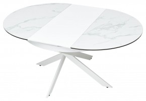 Стол TRENTO 120 HIGH GLOSS STATUARIO Белый мрамор глянцевый, керамика/ белый каркас, ®DISAUR в Ревде - revda.mebel24.online | фото 8