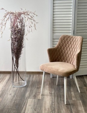 Стул HERMAN 360 град. БЕЖЕВЫЙ #5, велюр / белый каркас М-City в Ревде - revda.mebel24.online | фото 3