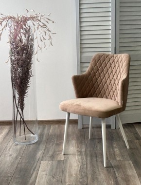 Стул HERMAN 360 град. БЕЖЕВЫЙ #5, велюр / белый каркас М-City в Ревде - revda.mebel24.online | фото 4