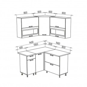 ТЕХНО Кухонный гарнитур угловой 1,4х1,4 м Компоновка №2 в Ревде - revda.mebel24.online | фото 8