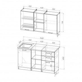 ТОМИЛЛА Кухонный гарнитур Медиум 4 (1400 мм ) в Ревде - revda.mebel24.online | фото 2