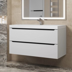 Тумба под раковину Uperwood Tanos 100 см, подвесная, белая/графит в Ревде - revda.mebel24.online | фото