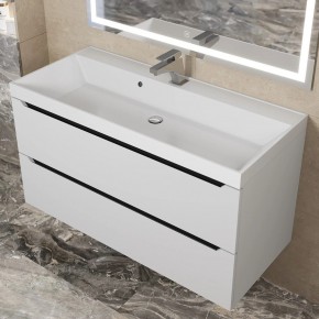 Тумба под раковину Uperwood Tanos 100 см, подвесная, белая/графит в Ревде - revda.mebel24.online | фото 10