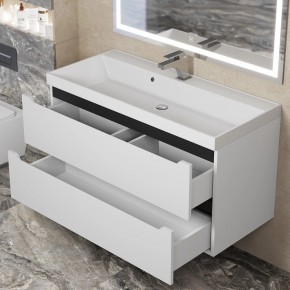 Тумба под раковину Uperwood Tanos 100 см, подвесная, белая/графит в Ревде - revda.mebel24.online | фото 9