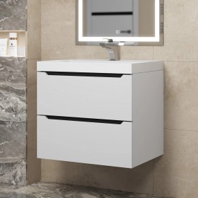 Тумба под раковину Uperwood Tanos 60 см, подвесная, белая/графит в Ревде - revda.mebel24.online | фото