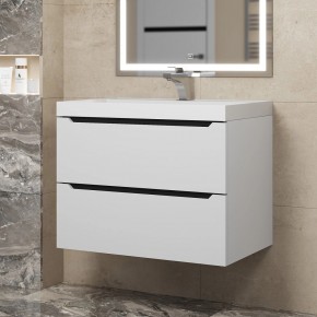 Тумба под раковину Uperwood Tanos 70 см, подвесная, белая/графит в Ревде - revda.mebel24.online | фото