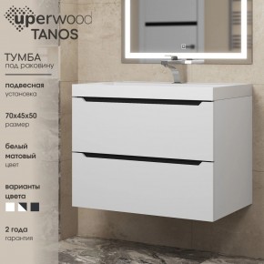 Тумба под раковину Uperwood Tanos 70 см, подвесная, белая/графит в Ревде - revda.mebel24.online | фото 3