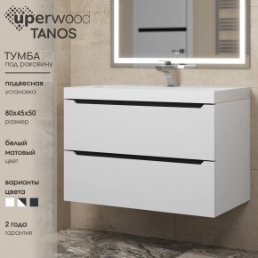 Тумба под раковину Uperwood Tanos 80 см, подвесная, белая/графит в Ревде - revda.mebel24.online | фото 3