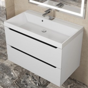 Тумба под раковину Uperwood Tanos 80 см, подвесная, белая/графит в Ревде - revda.mebel24.online | фото 8