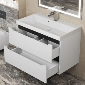 Тумба под раковину Uperwood Tanos 80 см, подвесная, белая/графит в Ревде - revda.mebel24.online | фото 9