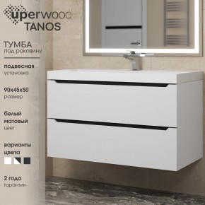 Тумба под раковину Uperwood Tanos 90 см, подвесная, белая/графит в Ревде - revda.mebel24.online | фото 3