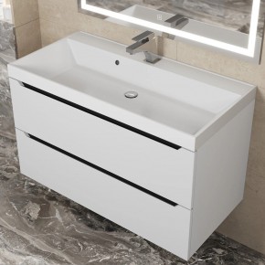 Тумба под раковину Uperwood Tanos 90 см, подвесная, белая/графит в Ревде - revda.mebel24.online | фото 9
