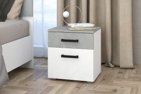 Тумба прикроватная Ева (Белый текстурный/Бетонный камень) в Ревде - revda.mebel24.online | фото