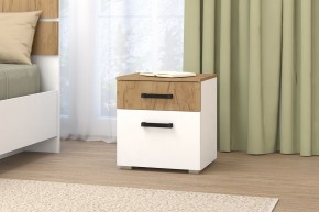 Тумба прикроватная Ева (Белый текстурный/Дуб крафт золотой) в Ревде - revda.mebel24.online | фото