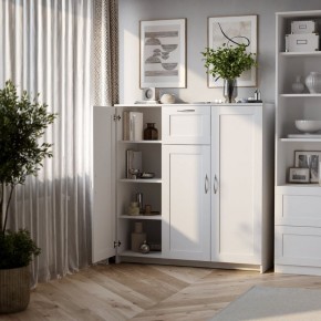 Тумба СИРИУС трехдверная с одним ящиком, цвет белый в Ревде - revda.mebel24.online | фото 4