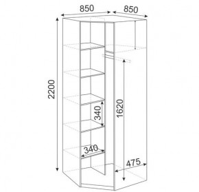 Угловой шкаф Глэдис М21 (Дуб Золото/Цемент светлый) в Ревде - revda.mebel24.online | фото 2