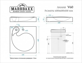 Умывальник над стиральной машиной (600*600х100) Лилия V60 (белый) с кронштейном без сифона (V60) в Ревде - revda.mebel24.online | фото 2