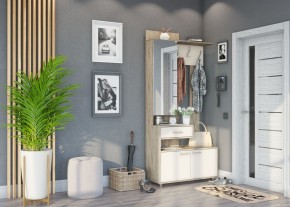 ГРАФ Вешалка с зеркалом ЛЕВОЕ исполнение (перламутр) в Ревде - revda.mebel24.online | фото 2